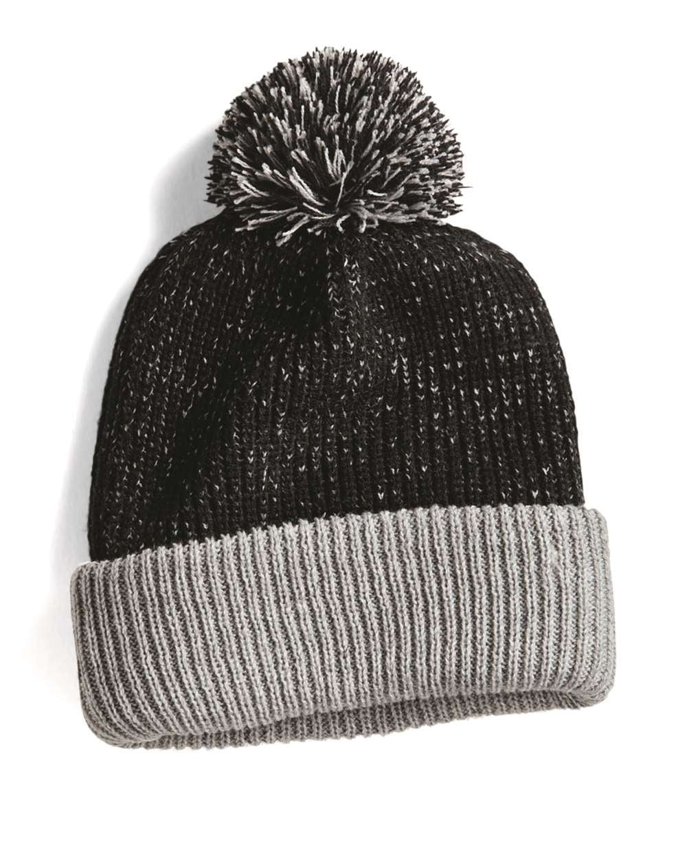 white speckled pom beanie