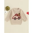 thumbnail image 5 of Aojekbee Toddler Girls Boys Sweater Halloween Clothes Car Pumpkin Embroidered Long Sleeve Kids Pullovers Fall Tops, 5 of 10