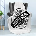 thumbnail image 4 of Geeky Soft Flannel Fleece Throw Blanket, Pattern for Fully Hundred Percent Geeks Grunge Effect Look, Cozy Plush for Indoor and Outdoor Use, 50" x 60", Charcoal Grey and White, by Ambesonne, 4 of 5