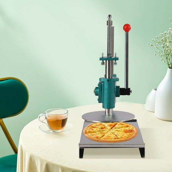 Pizza Dough Press Machine, 9.5" Pizza Pastry Press Machine w/ Dual Plates, Stainless-Steel Household Pizza Press w/ 0.2" Thick Disc, Dough Pastry Manual Press Machine w/ Cast Iron Base