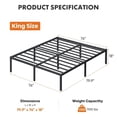 thumbnail image 3 of Ledrem Heavy Duty King Bed Frame, 18" Tall Platform Bed, 1100 lb Capacity, No Box Spring Needed, Under-Bed Storage, Easy Assembly, Mattress Retainers, Matte Black, 3 of 9