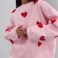 thumbnail image 5 of Suéter de punto grueso con cuello redondo bordado de amor Suéter holgado de manga larga de otoño e invierno para mujer de estilo europeo y americano, 5 of 5