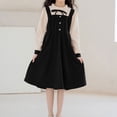 thumbnail image 2 of EnJoCho Teen Girls Long Sleeve Midi Dress Summer Ruffl𝖾s A-Lined Sundress Kids Button Pleated Casual Elegant Shirt Dress, 2 of 9
