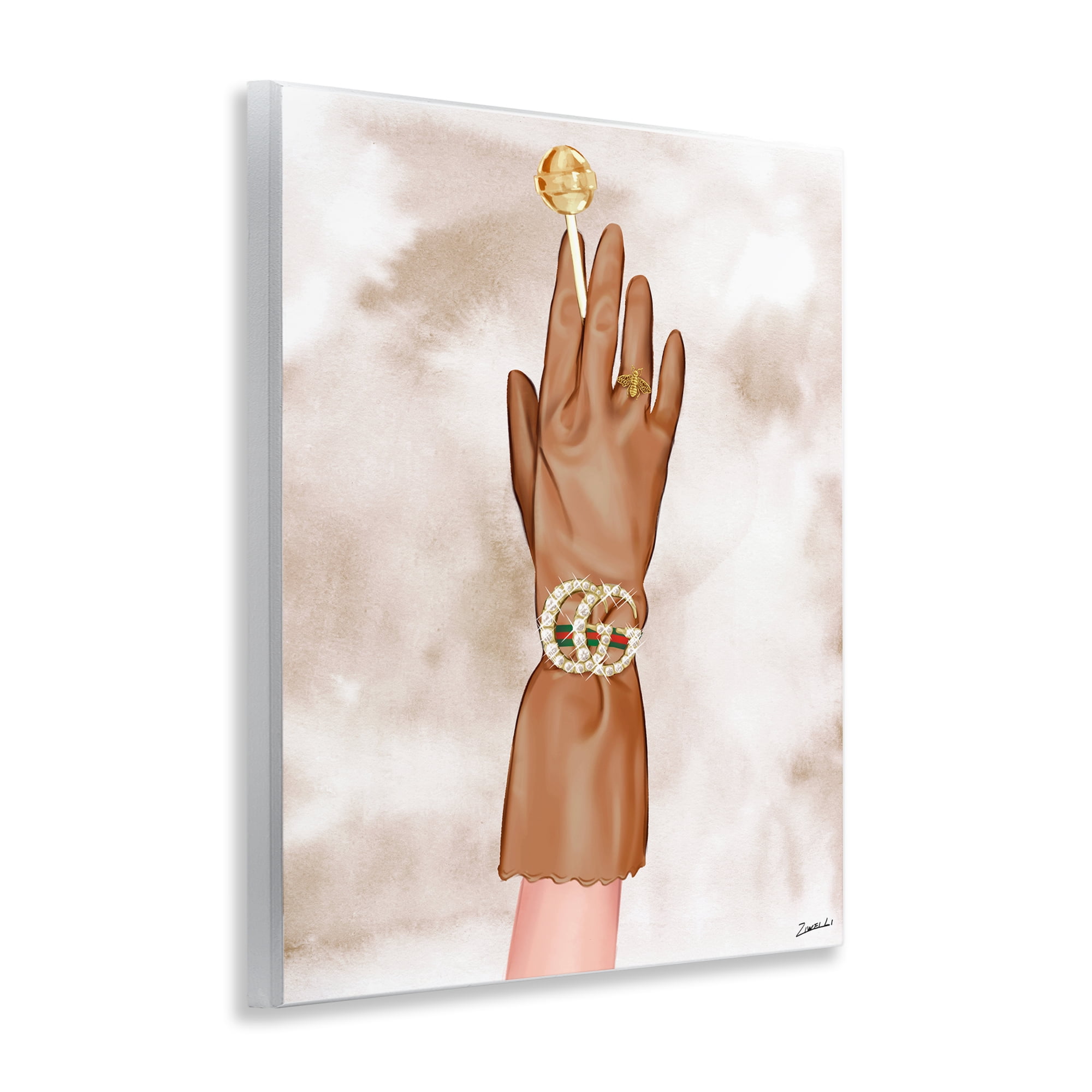 Stupell Industries Tan Glamorous Glove Fashion Painting Unframed Art Print Wall Art, 11 x 14