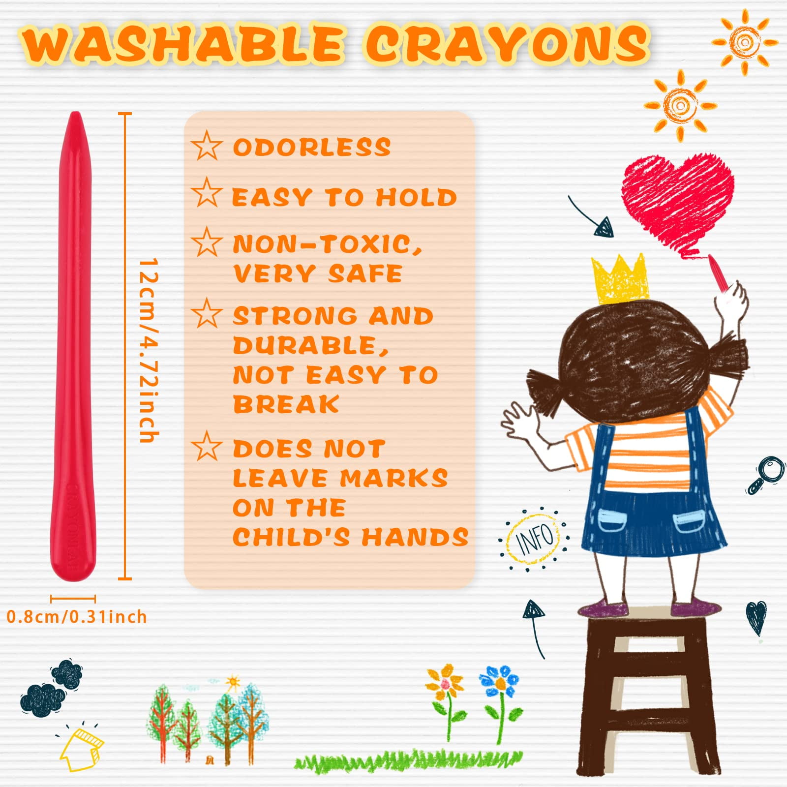 Peanut Crayons for Kids, Washable Non-Toxic Watercolor Sticks–  SearchFindOrder