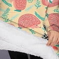 thumbnail image 3 of Oversized Wearable Blanket Hoodie,Cute Pink Hedgehog Pattern Sherpa Blanket Hoodie with Super Pockets,Super Warm Fuzzy Pullover for Women & Men, 3 of 6