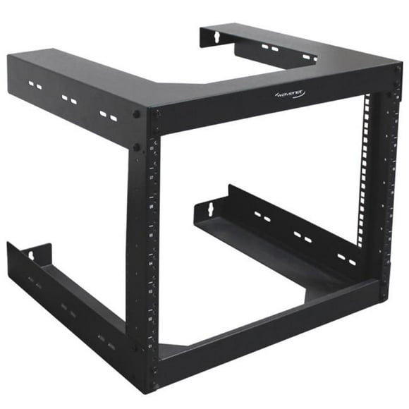 Wavenet 3000-N 8U Wall Mount 18 in. Deep Open Frame Server Room Rack for 19 in. Network Data Computer Equipment, Black