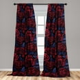thumbnail image 4 of Ambesonne Floral Curtains, Roses and Petals Comics Vibe, Pair of 28"x63", Dark Coral and Violet Blue, 4 of 5