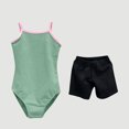 thumbnail image 2 of AherBiu Toddler Girls Dancing Clothes 2 Piece Sets Sleeveless Romper Bodysuit with Shorts Summer Outfits, 2 of 3