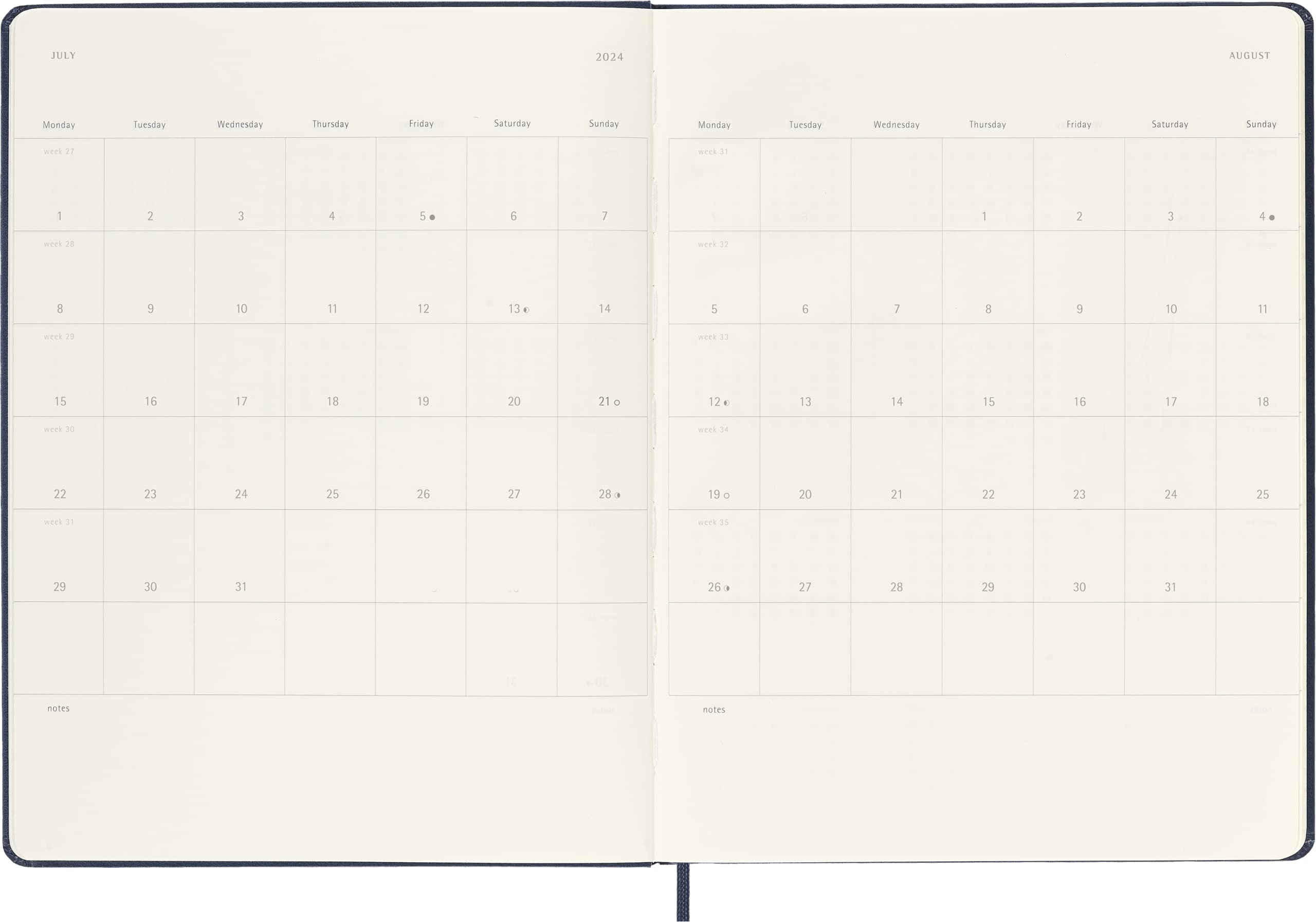 Moleskine 2023-2024 Weekly Planner, 18M, Extra Large, Black, Hard Cover (7.5 x 10)