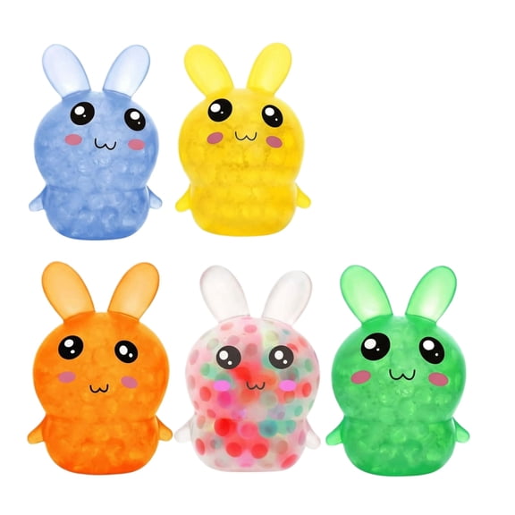 5 Pack 3" Mini Bunny Squeeze Toys - Easter Butter Squish-y Stress Balls, Squish-y Fidget Toys for Teens & Adults, Premium Easter Basket Stuffers