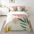thumbnail image 2 of Manfei Vintage Minimalist Leaves Bedding Comforter Set 7pcs, Retro Mid Century Art King Bedding Sets, Geometric Lines Bed Sheets, Super Cozy Room Decor, 2 of 8