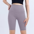 thumbnail image 4 of Pantalones Cortos de Motociclista de Cintura Alta para Mujeres Control Del Vientre Pantalones Cortos de Yoga de Color Sólido Fondos de Entrenamiento Elásticos sin Costuras Pantalones de Trabajo de Ci, 4 of 6