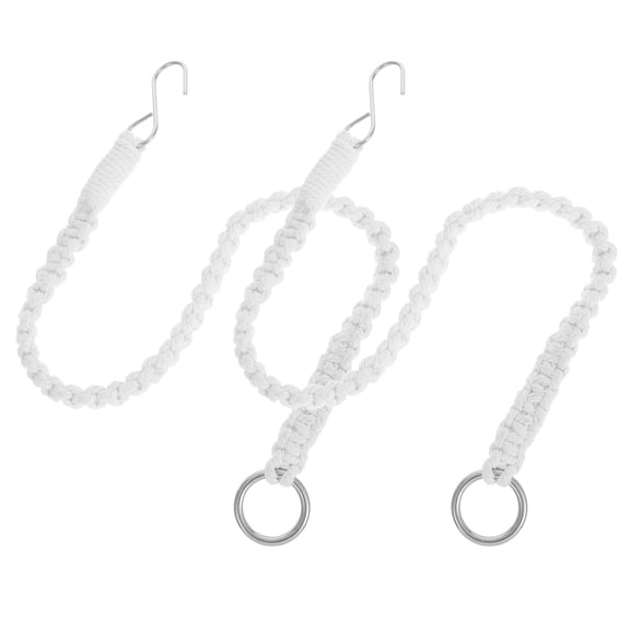 Baluue Set of 2 Adjustable Cotton Rope Plant Hanger Extenders Macrame Basket Hanging Extensions Beige