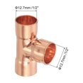 thumbnail image 2 of 1/2-inch x 1/2-inch x 1/2-inch Copper Reducing Tee Copper Pressure Pipe Fitting Connector 10Pack, 2 of 4