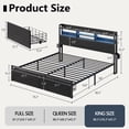 thumbnail image 4 of Satifur King LED Platform Bed Frame with Storage Headboard, USB Ports, RGB Lights and 2 Easy-Slide Under Bed Storage Drawers, 4 of 9