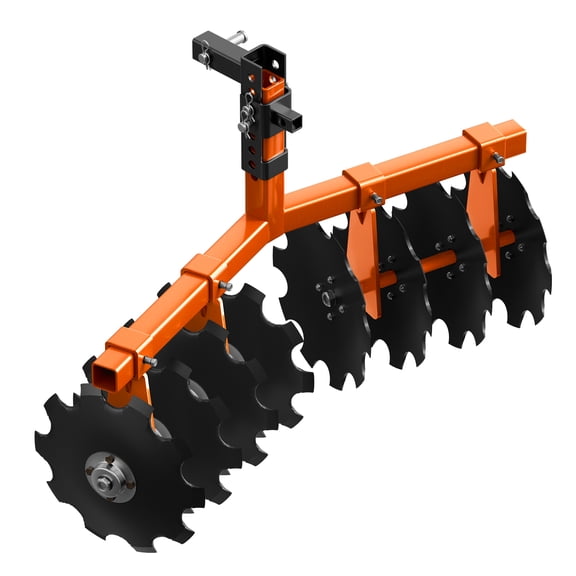 32" Tow-Behind Disc Harrow Plow for ATV/UTV/Garden Tractors, 2" Receiver Hitch, Adjustable Height Soil Tiller with 12" Steel Discs, Orange