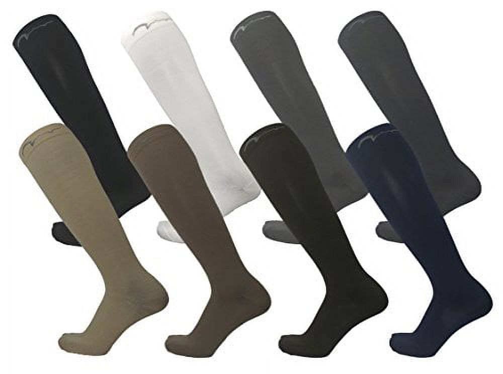 8 Pair Assorted Colors Small/Medium Extra Soft Moderate Graduated Compression Socks 15-20 mmHg. Knee-High Socks, Mens and Womens Comfort Blend
