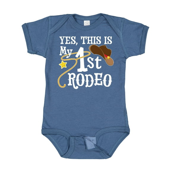 Inktastic Yes, This is My 1st Rodeo Cowboy Hat with Red Band, Lasso Boys or Girls Baby Bodysuit