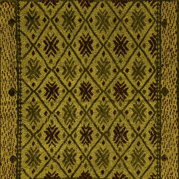 Ahgly Company Machine Washable Indoor Square Abstract Yellow Modern Area Rugs, 8' Square