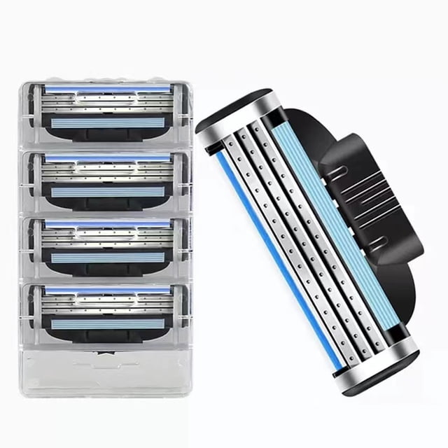 Anti Clogging Razor Blades, Replacement Blades for Men's Smooth Shaving, Safety Razor with Three-layer Blade Design (4)