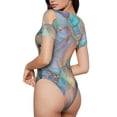 thumbnail image 2 of Balery Pastel Abstract Fluid Art Body de cuello redondo de manga corta para mujer Tops de manga corta Tops básicos-Small, 2 of 7
