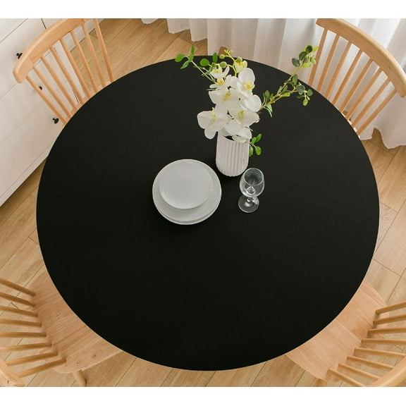Oval Tablecloth Stretch Black Cocktail Table Cover Elastic Edge Topper Cap for Dining Wedding Party Picnic