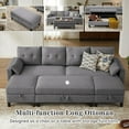 thumbnail image 6 of Pingliang Home 101" Convertible Sectional Sofa with Ottoman Coffee Table,U Shaped 4 Seat Sofa Couch with Storage Pockets,Modern Linen Sofa Bed with 3 Ottoman for Living Room Apartment Office Studio, 6 of 12