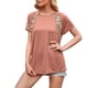 thumbnail image 4 of Camiseta de mujer con estampado de manga corta, cuello redondo, camiseta informal de verano, marrón, XL sidaley AP001232-16, 4 of 7