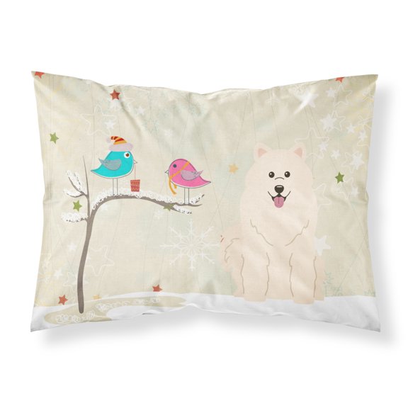Christmas Presents between Friends Samoyed Fabric Standard Pillowcase