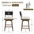 thumbnail image 2 of Guyou 26" Bar Stools Set of 4 - Swivel Counter Height Farmhouse Stools with Woven Back & Line Fabric Upholstery, Solid Wood Frame Kitchen Island Stools for Pub or Home, Black Back, 2 of 12