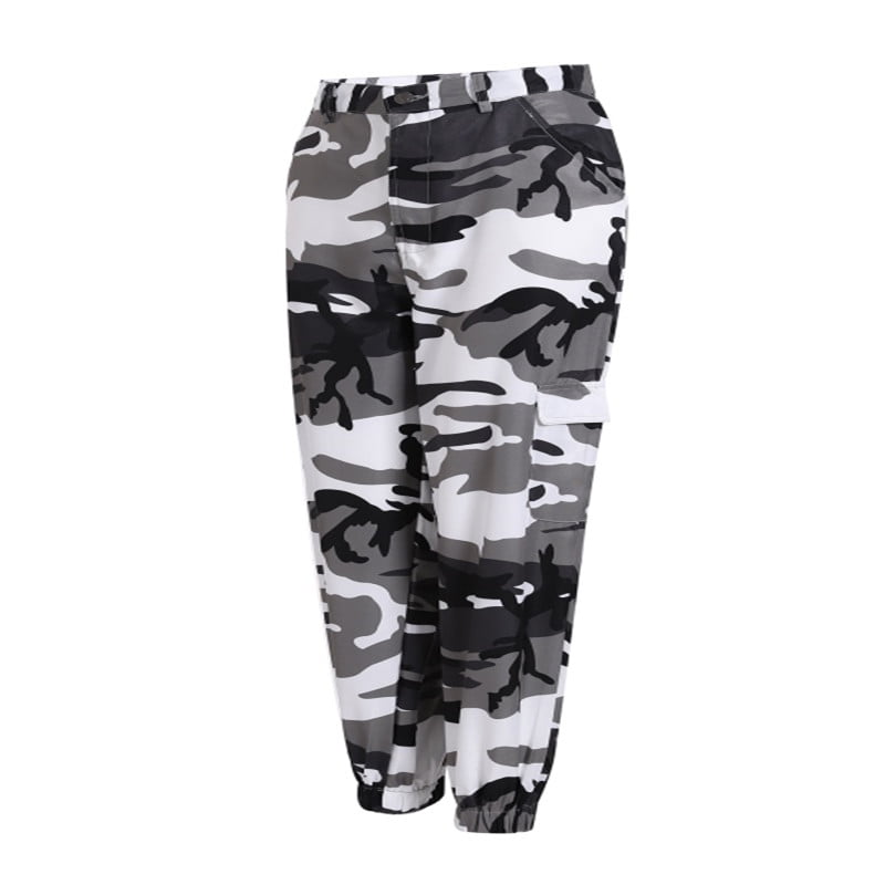 black and white camo trousers womens