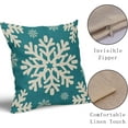 thumbnail image 4 of Teal Christmas Pillow Covers 16x16 Inch Set of 2, Xmas Snowflakes Rustic Winter Themed Decorative Throw Pillow Cases Outdoor Linen Cushion Covers Farmhouse Sofa Couch Bed Decor, 4 of 6