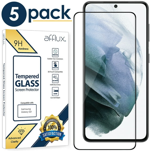 Screen Protector for Samsung Galaxy S21, HD Tempered Glass Anti Scratch Work with Most Case, 6.2 inch, 5 Pack