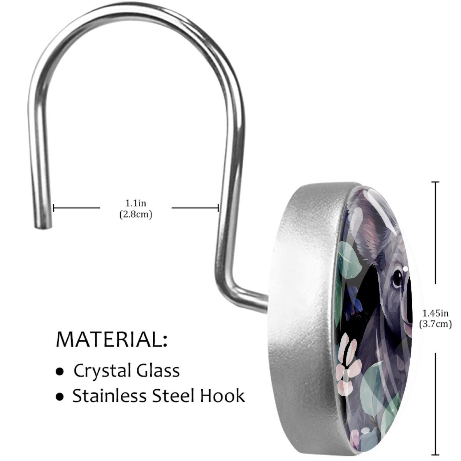 HemaKayy 12 Pcs Decorative Shower Curtain Hooks - Stainless Steel Rings for Bathroom Décor - Easy Glide & Secure Hold - Perfect Decoration for Bathroom Shower Rods - Koala Bear Animal