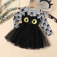 thumbnail image 4 of XEGLSBU Toddler Girls Dresses Long Sleeve Cartoon Halloween Prints Mesh Dress Outfits Grey Size 18-24 Months, 4 of 8