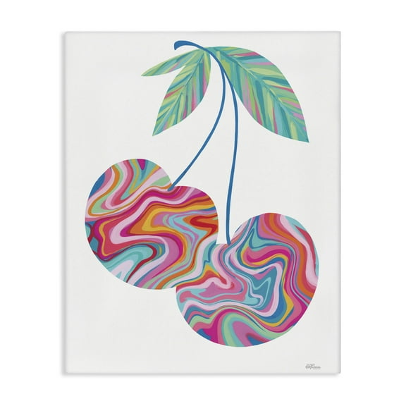 Stupell Industries Groovy Waves Cherries Food & Beverage Painting Gallery Wrapped Canvas Art Print Wall Art, 16 x 20