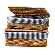Lined Wicker Storage Shelf Baskets With Lids, Set of 2 - Walmart.com
