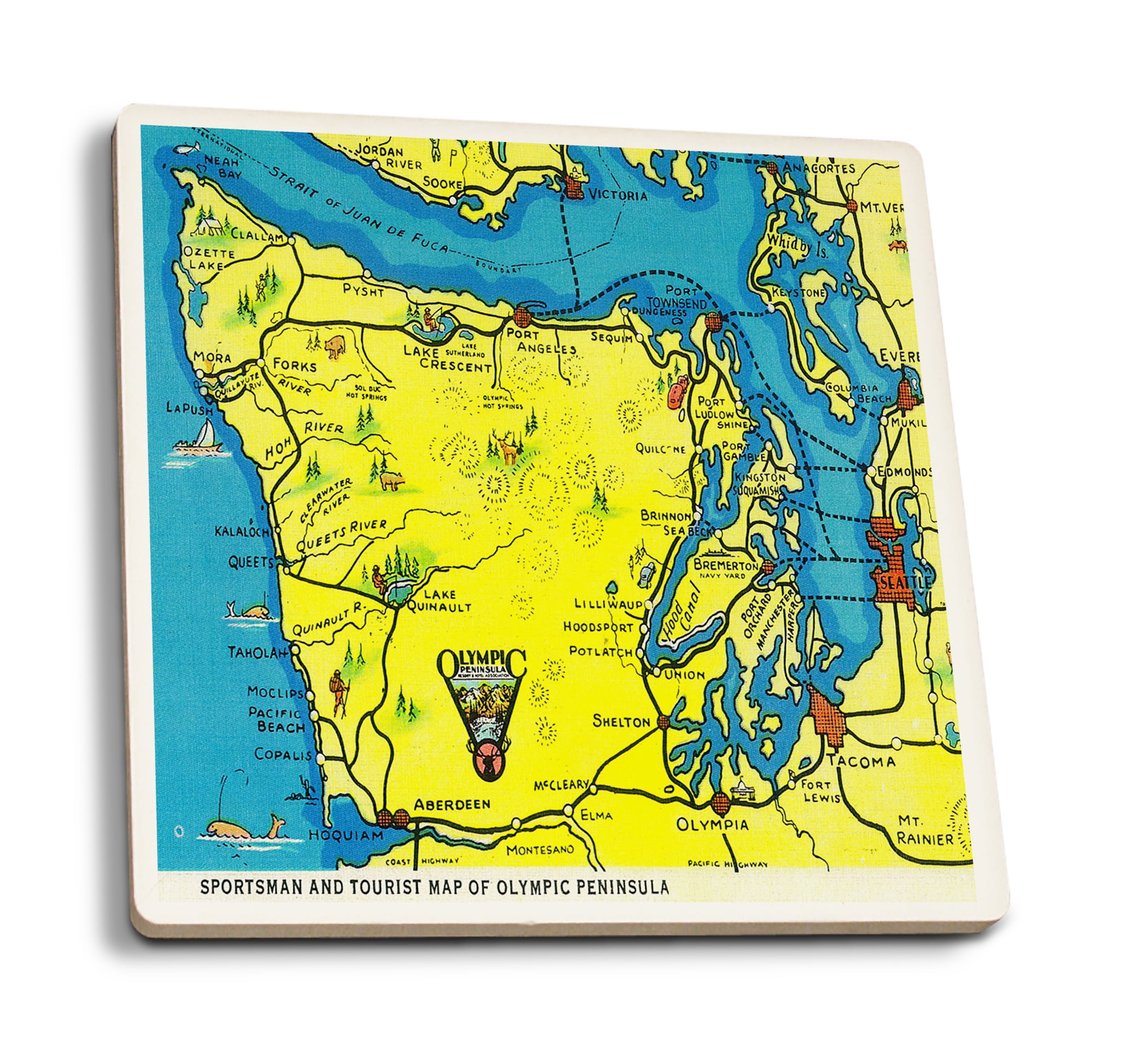 Olympic Peninsula, Washington - Sportsman and Tourist Map - Vintage Map