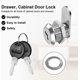 thumbnail image 4 of Cerradura de seguridad para buzón de 2 piezas con 4 llaves, cerradura de leva para gabinete, cajón, cerradura de cilindro de 16 mm para muebles, utilizada para cerrar armarios., 4 of 5