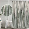 thumbnail image 4 of Polyester Fabric Sage Green Vintage Shower Curtain, Stripes Painting Retro Abstract Art Waterproof Bathtub Curtain Bathroom Decor Set with Hooks 36 x 72 Inches, 4 of 6