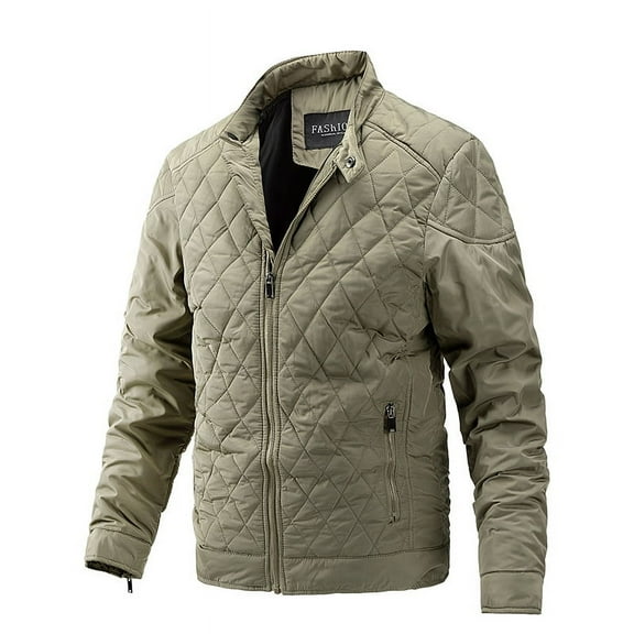 Solid Winter Down Jacket Quilted Jacket (M, AbbeyStoneBeige)