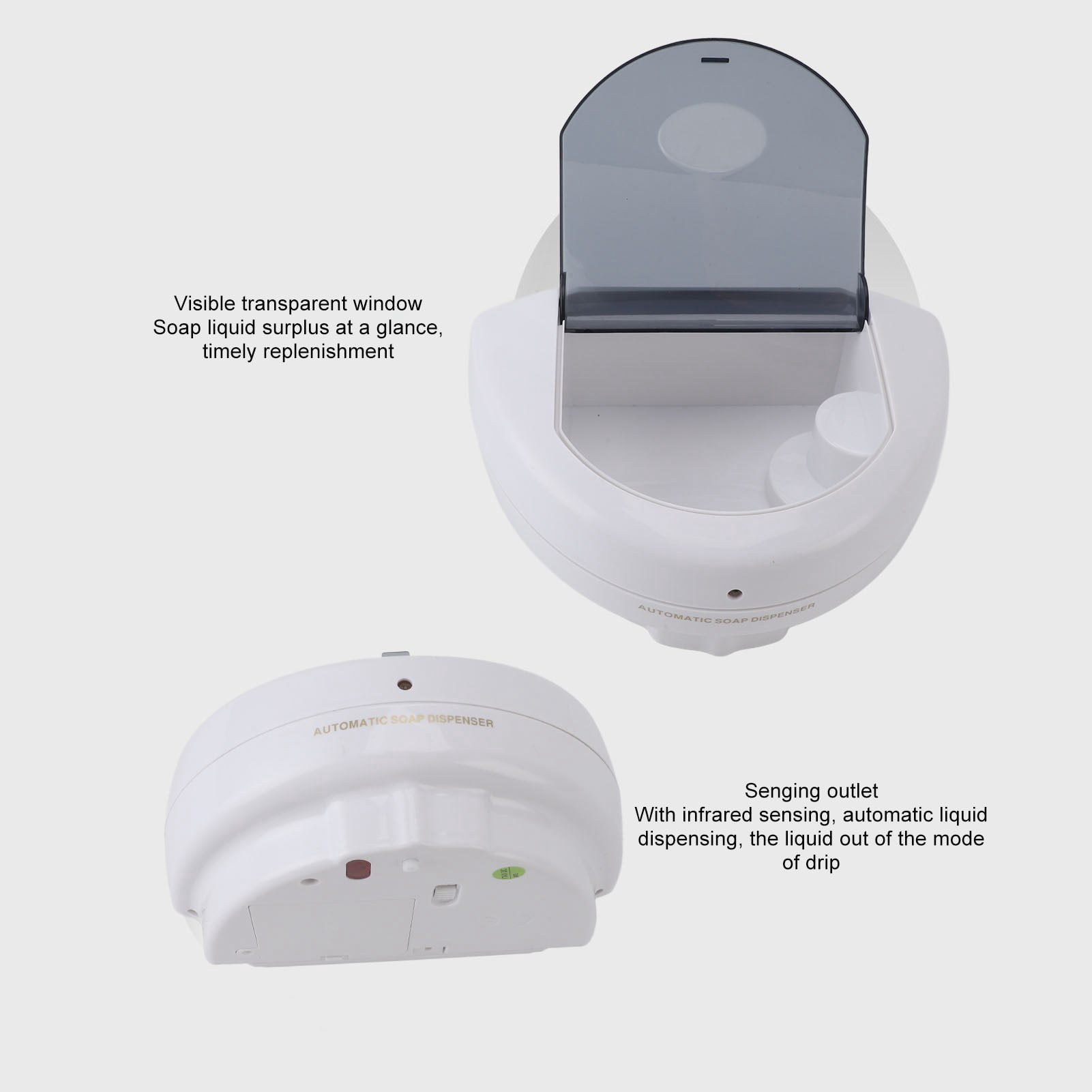 M Buder Touchless Automatic Soap Dispenser Wall Mounted 13.5 oz / 400 ml High Sensitivity Infrared Motion Sensor Liquid Dispenser for Bathroom Kitchen Hospital Hotel White Silver Finish