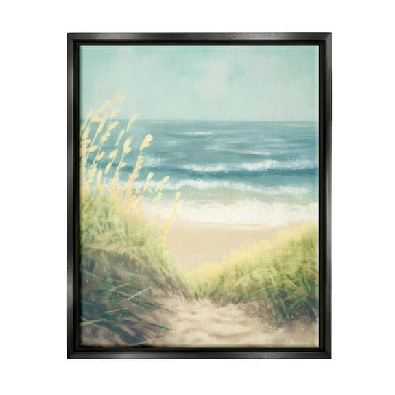 Stupell Industries Subtle Beach Reeds Landscape Painting Black Floater Framed Canvas Art Print Wall Art, 17 x 21