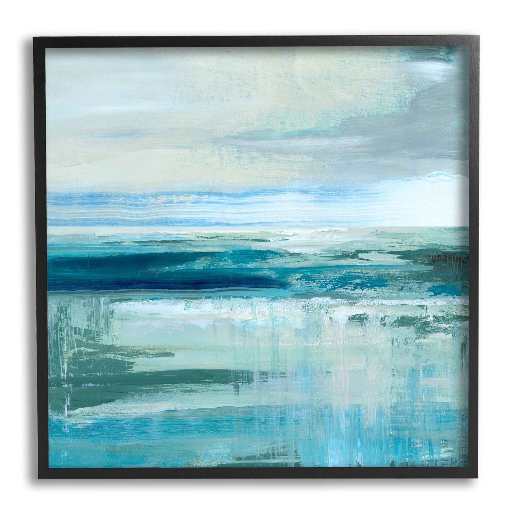 Stupell Industries Abstract Ocean Horizon Modern Nautical Painting Blue Green, 24 x 24,Design by Nan