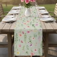 thumbnail image 4 of Pink Spring Floral Table Runner - 60 Inch Long Farmhouse Flowers Sage Green Leaves Cotton and Linen Blended Dress Scarves Farmhouse Table Runner for Kitchen Dining, Coffee Table, 13" x 60", 4 of 8