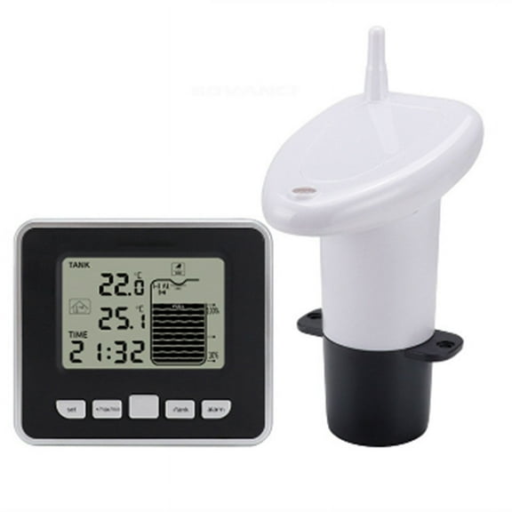 Wireless Ultrasonic Water Tank Liquid Level Meter with Temperature Sensor Time Display Low Battery Indicator