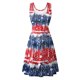 thumbnail image 4 of Vestidos de Verano de Mujer sin Mangas Impresión Casual Cuello Redondo, Vestido de Longitud Media para el Uso Diario, Fiesta Y Primavera, 4 of 5