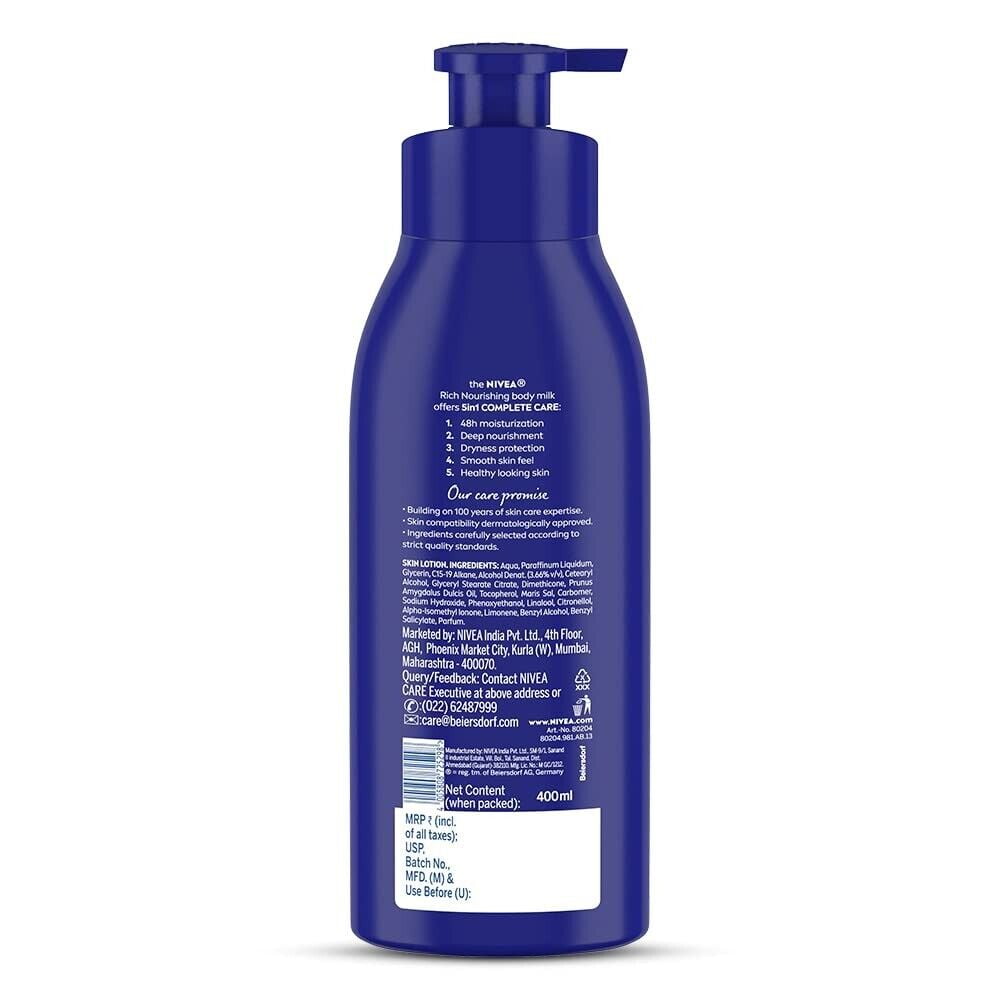 Nivea Nourishing Lotion Body Milk Richly Caring For Very Dry Skin, 400ml 2 Pack
