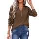 thumbnail image 1 of Suéter de punto de manga larga con solapa para mujer, ropa exterior informal para otoño e invierno, 1 of 6
